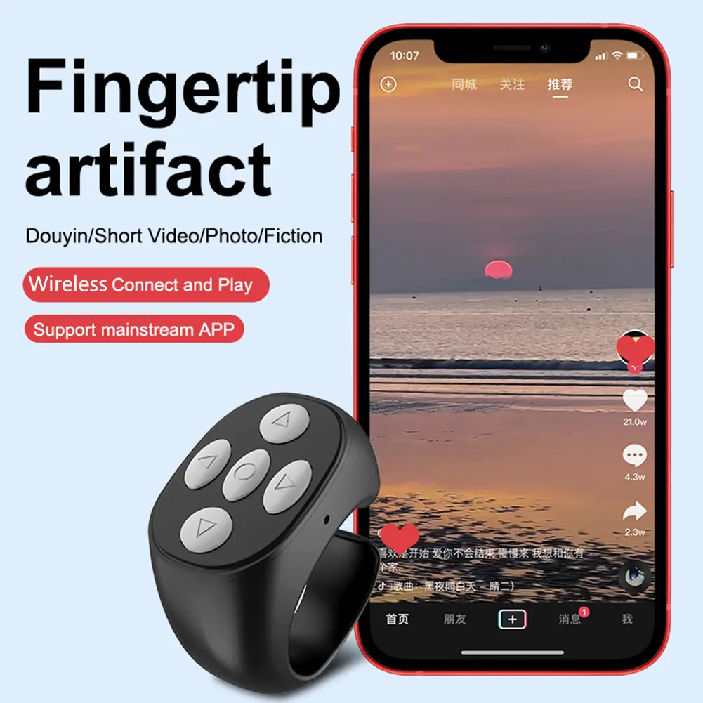 Wireless Bluetooth-compatible Remote Control Smart Automatic Page Turner Browsing Selfie Page Turner Controller for Mobile Phone