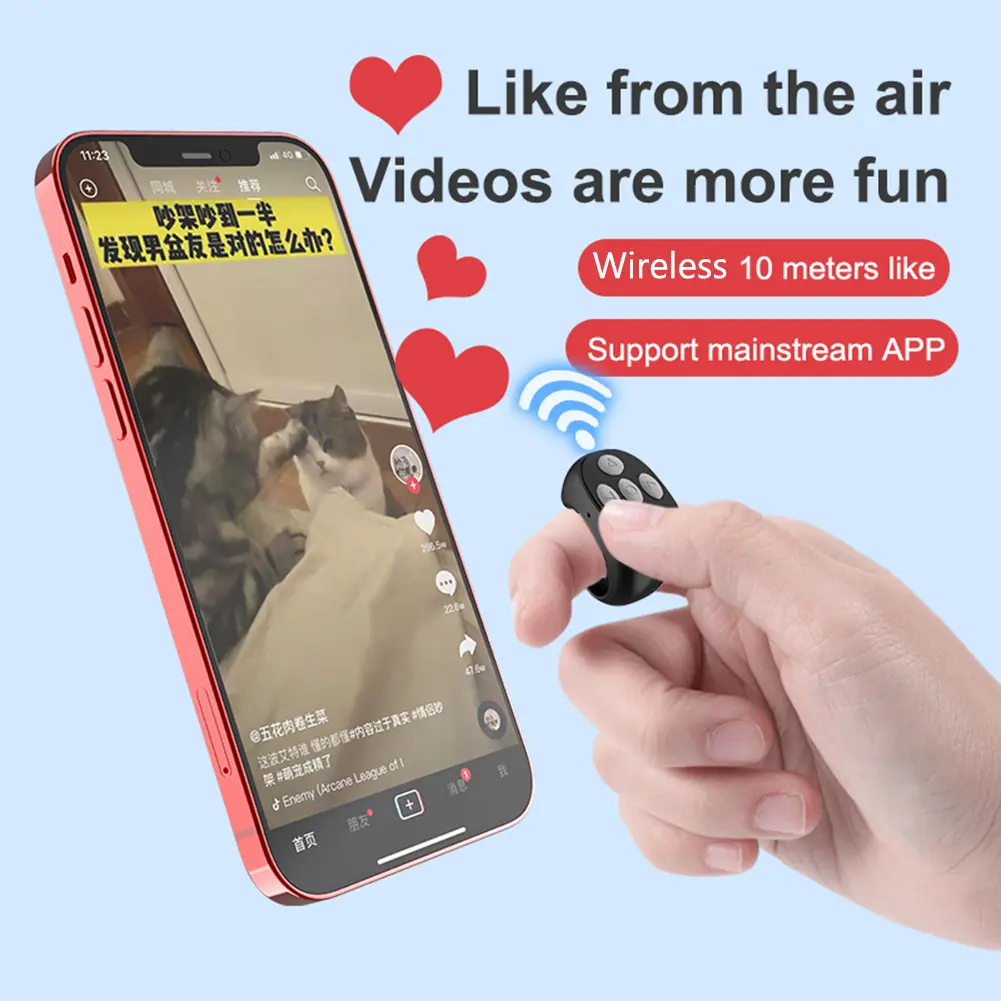 Wireless Bluetooth-compatible Remote Control Smart Automatic Page Turner Browsing Selfie Page Turner Controller for Mobile Phone