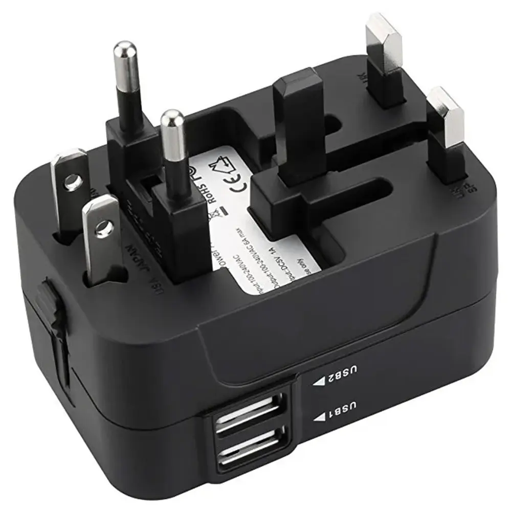 AC Power Charger Adapter EU UK US AU with Dual USB Port Outlet Converter World Travel Power Charger Adapter