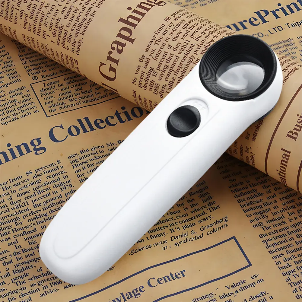40X Handheld Magnifier HD Magnifying Glass with 2 LED Lights Jeweler Eye Jewelers Loupe for Identification Jewelry Diamond Jade