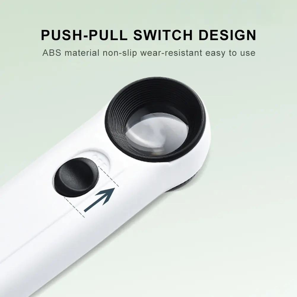 40X Handheld Magnifier HD Magnifying Glass with 2 LED Lights Jeweler Eye Jewelers Loupe for Identification Jewelry Diamond Jade