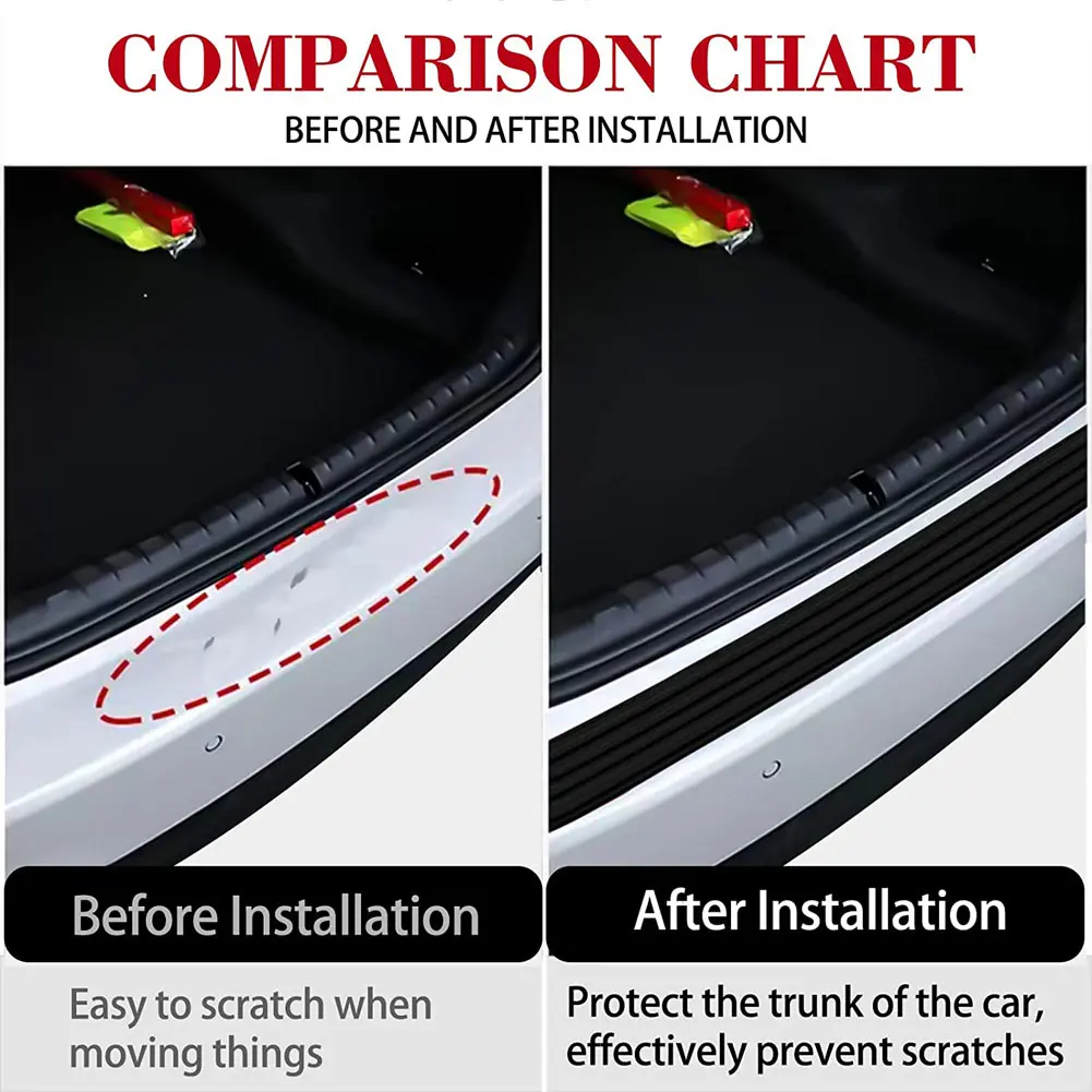 Rubber Mouldings Pad Trim Cover Strip Anti-Scratch Car Rear Bumper Guard Plate Cover Trim Car Trunk Protector Strip Car Styling
