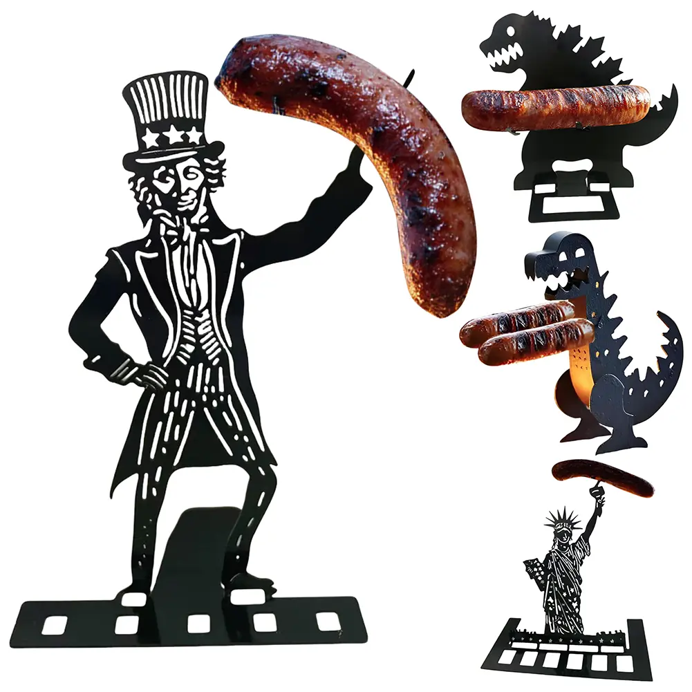 Funny BBQ Sausage Holder Portable Metal Hot Dog Holder Iron Hot Dog Grill Holder Picnics Sausage Stand For Outdoor Cooking Party
