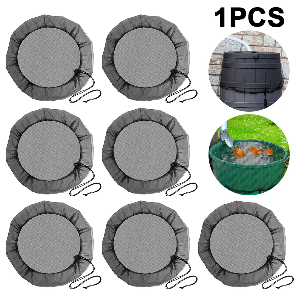 60cm Rain Barrel Filter Mesh with Drawstring Nylon Rainwater Barrel Protector Screen Anti-fall Leaves Practical for Home Outdoor