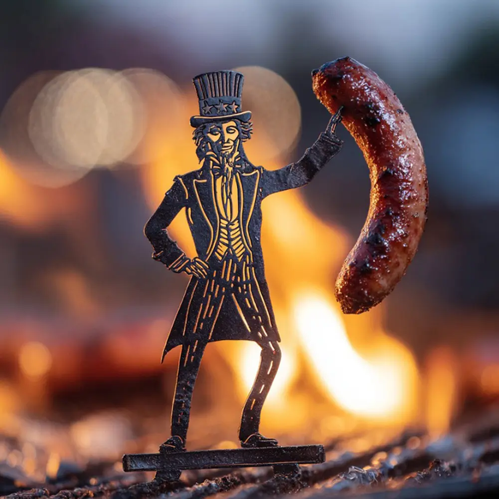 Funny BBQ Sausage Holder Portable Metal Hot Dog Holder Iron Hot Dog Grill Holder Picnics Sausage Stand For Outdoor Cooking Party