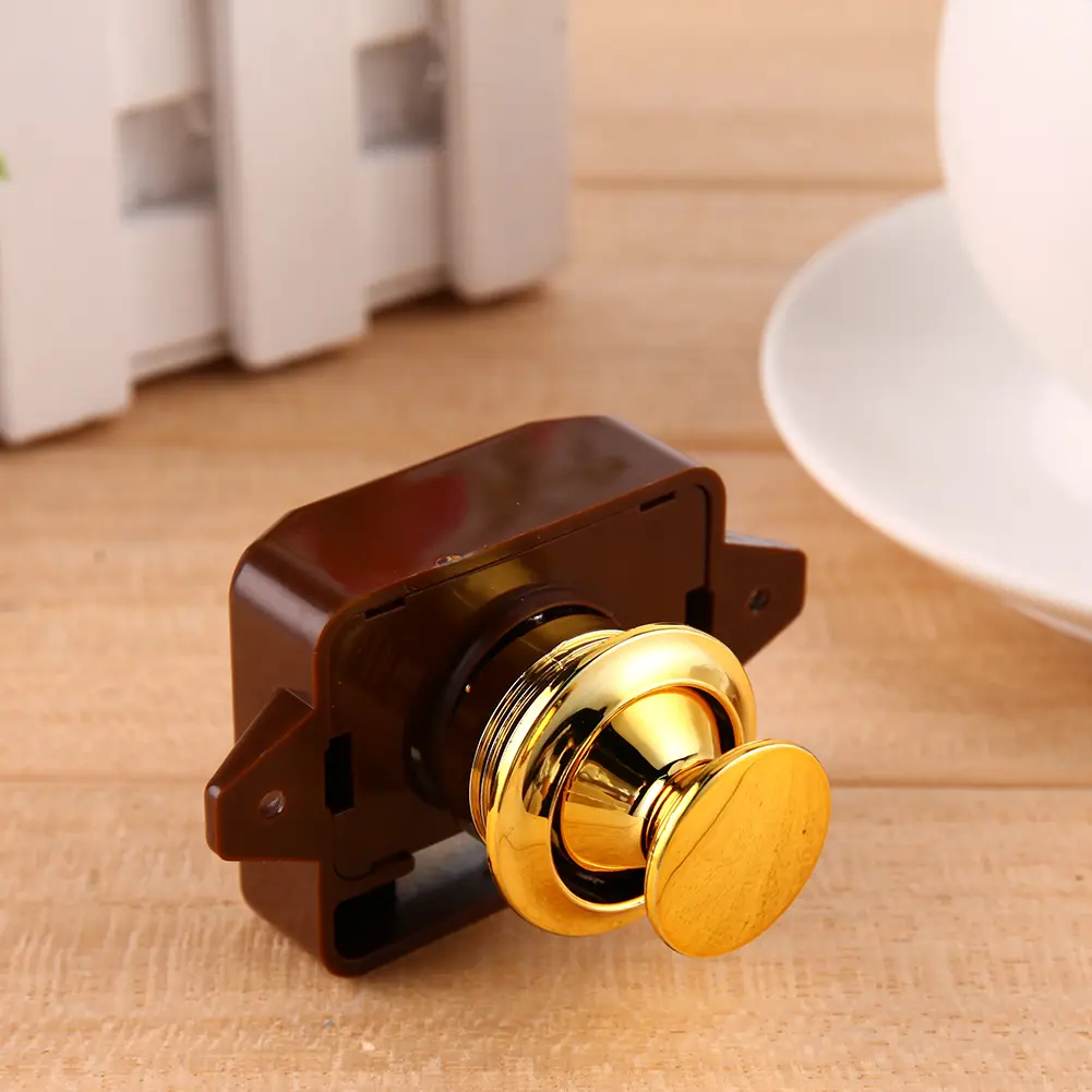 Opening Hole Pearl Nickel Keyless Push Button Cabinet Latch Knob for Motorhome Caravan Cupboard Cabinet Door