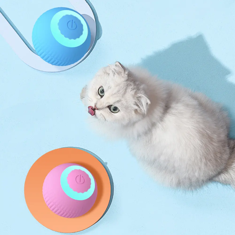 Rolling Cat Toys USB Rechargeable Smart Interactive Cat Toy ABS Intelligent Rolling Toy Ball for Indoor Playing