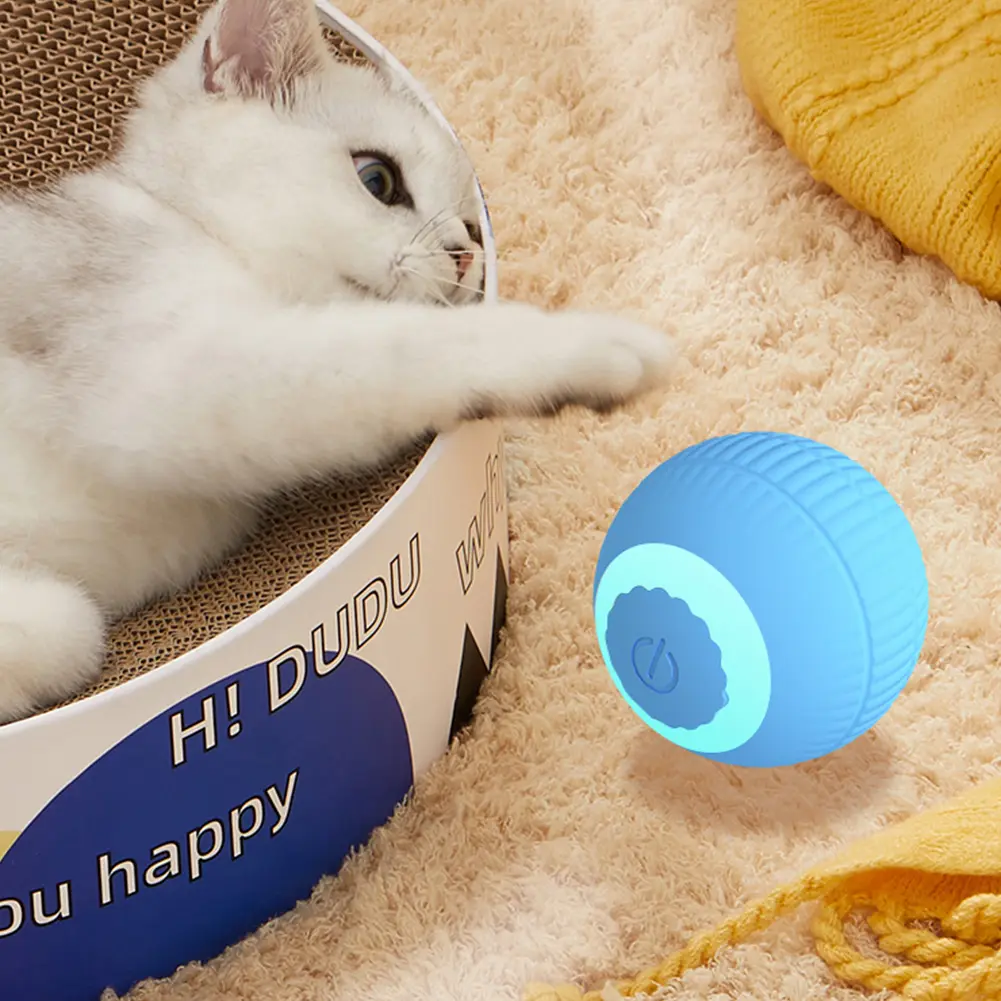 Rolling Cat Toys USB Rechargeable Smart Interactive Cat Toy ABS Intelligent Rolling Toy Ball for Indoor Playing