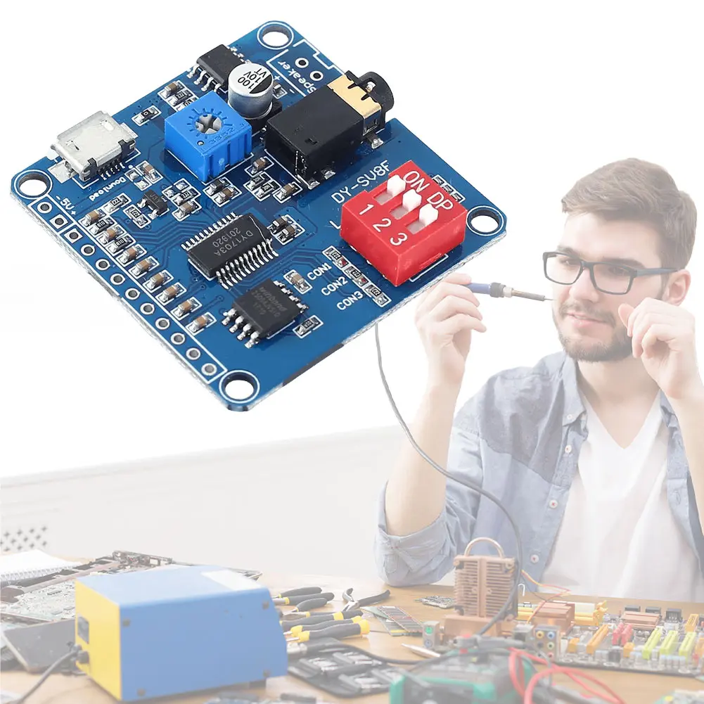 DY-SV8F Playback 64Mbits Flash Storage Board UART I/O Trigger Mini MP3 Music Player Board 5W 8M for Arduino