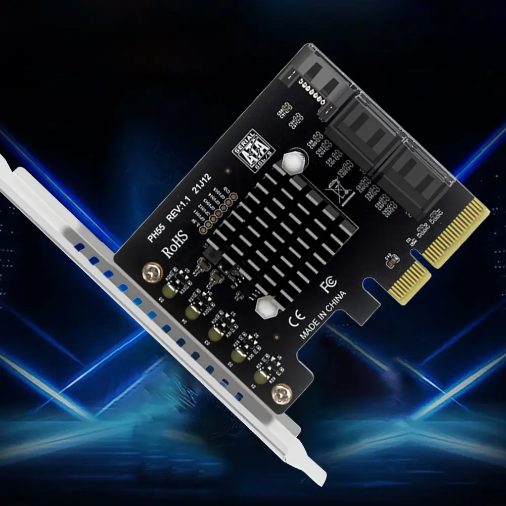 PCIe SATA Card Jmb585 Chip PCIe X4 To SATA3.0 Expansion Adapter Card Supports Cascaded Trim for Windows/Linux/Mac OS