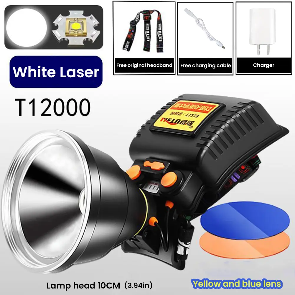 Super Bright Headlamp Powerful Strong Flashlight Night Fishing Torch Head Lamp Outdoor Waterproof Camping Portable LED HeadLight