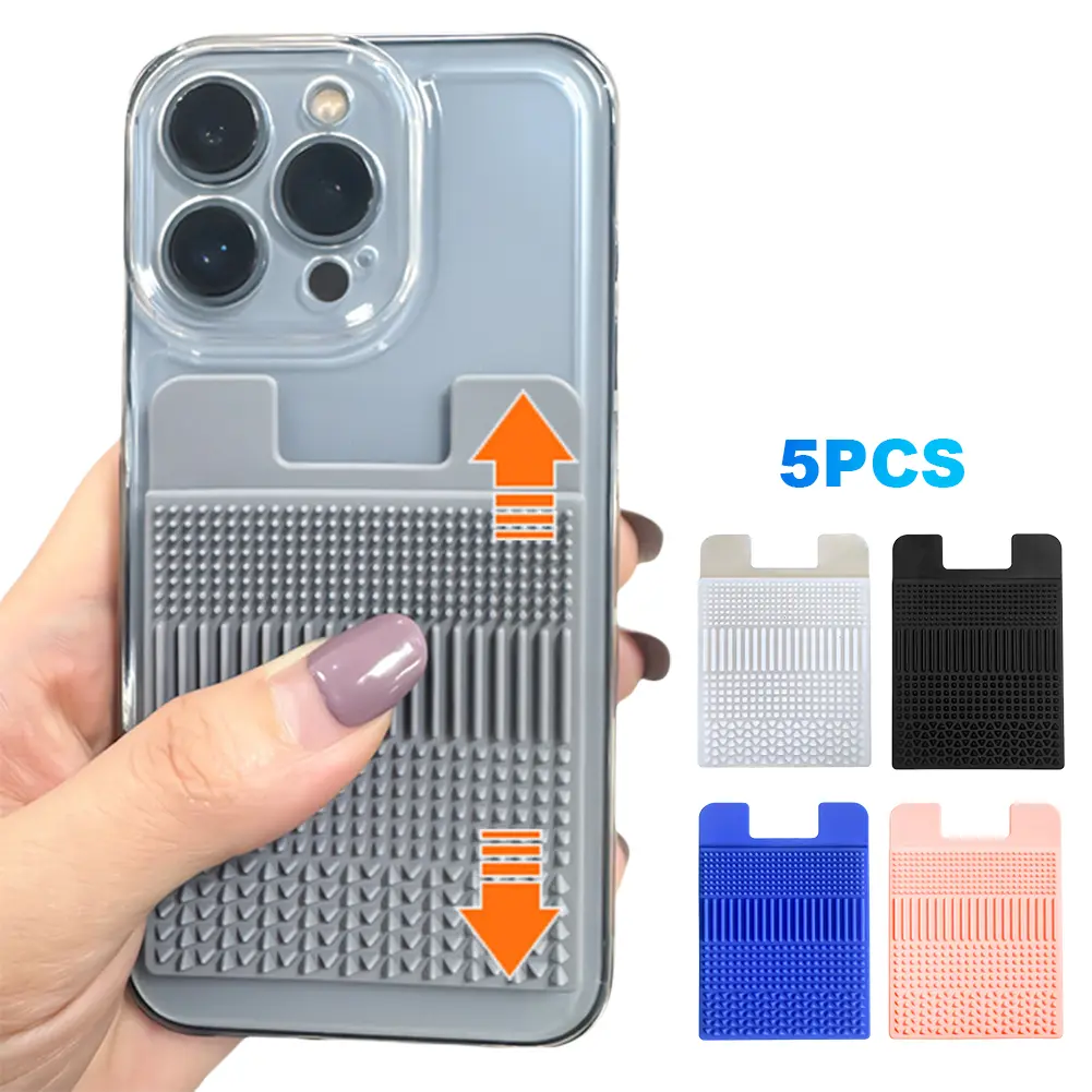 Pack of 5 Silicone Sensory Phone Wallet Tactile Sticky Phone Card Holder Wallet Pouch Sleeve Pocket for Work School Travel