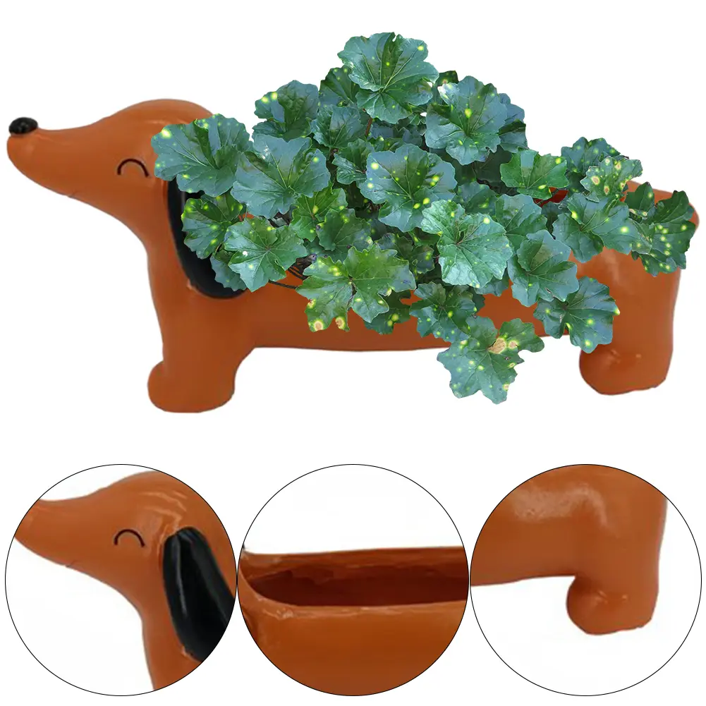 Dachshund Flower Pot Dog Plant Pot Resin Flower Planter Cute Dog Pot Planter Aesthetic for Flowers & Small Plants