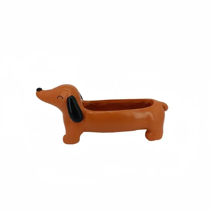 Dachshund Flower Pot Dog Plant Pot Resin Flower Planter Cute Dog Pot Planter Aesthetic for Flowers & Small Plants