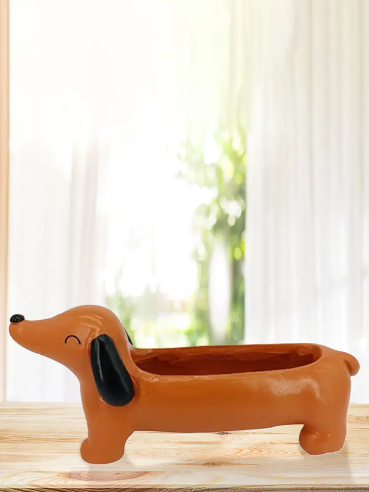 Dachshund Flower Pot Dog Plant Pot Resin Flower Planter Cute Dog Pot Planter Aesthetic for Flowers & Small Plants