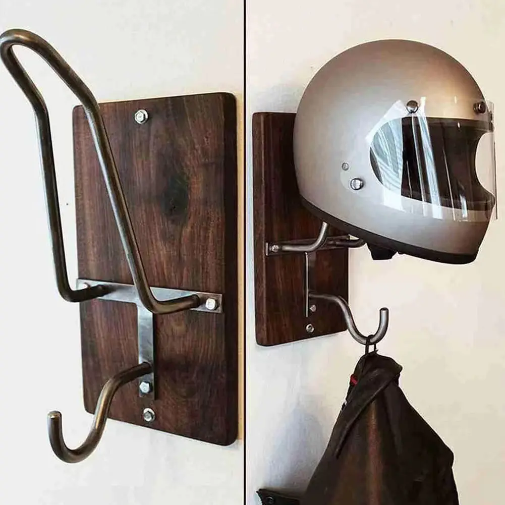 Helmets Display Holder with 2 Hooks Motorcycle Helmet Rack 180 Degree for Motorbike Coat Cap Baseball and Rugby Helmet