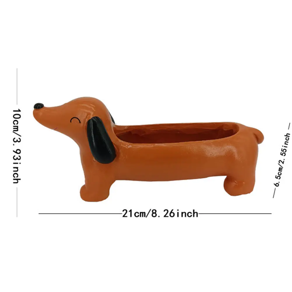 Dachshund Flower Pot Dog Plant Pot Resin Flower Planter Cute Dog Pot Planter Aesthetic for Flowers & Small Plants