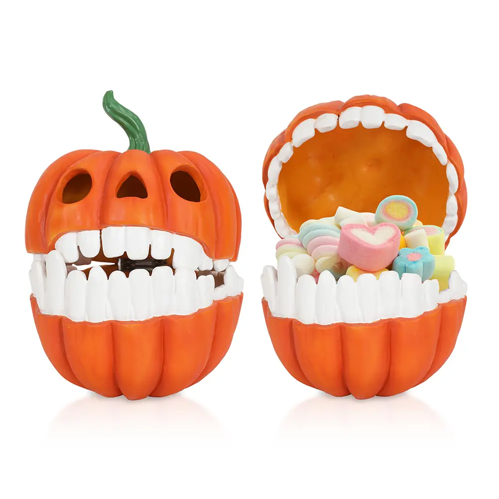 Resin Fillable Pumpkin Container & Lid Pumpkin Candy Holder Plastic Container Holder Props for Halloween Thanksgiving Day Party