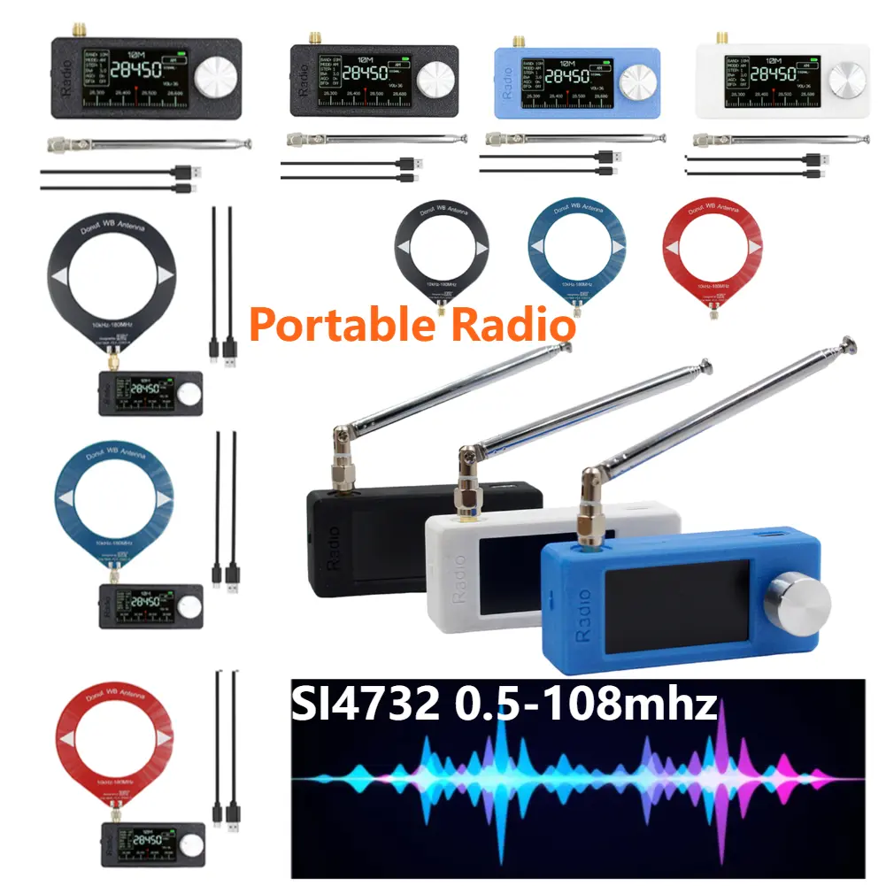 SI4732 0.5-108mhz Portable Radio 1.9inch IPS Screen Pocket Mini Radio AM FM All Band Radio Receiver with Antenna HF SW MW Radio