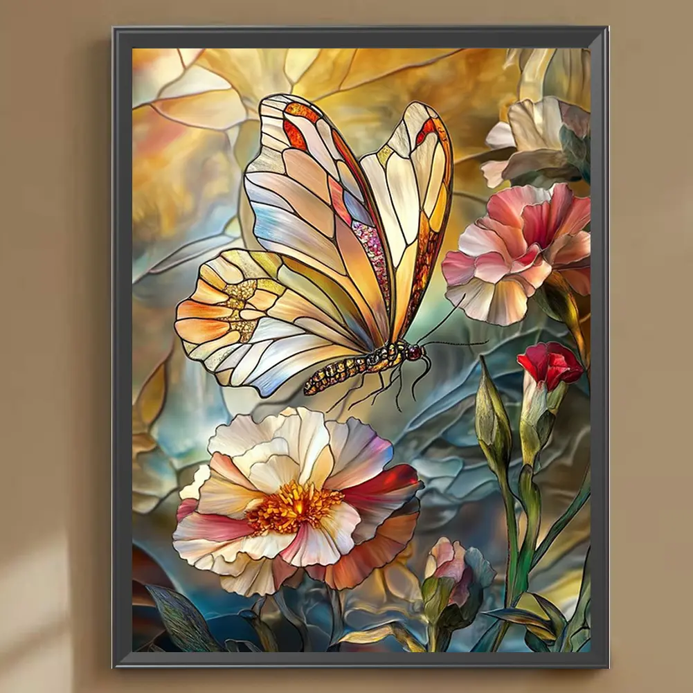 30x40cm Butterfly 5D DIY Full Drill Round Diamond Painting Kit for Wall Decor