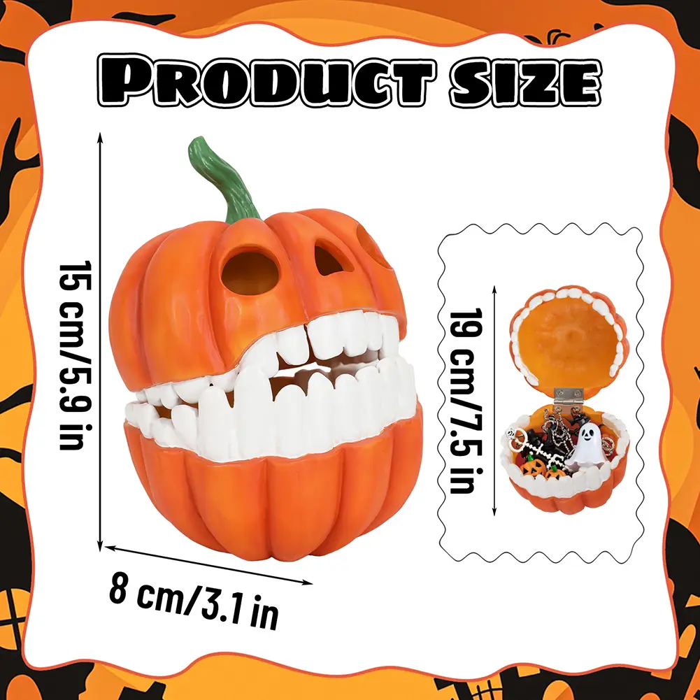 Resin Fillable Pumpkin Container & Lid Pumpkin Candy Holder Plastic Container Holder Props for Halloween Thanksgiving Day Party