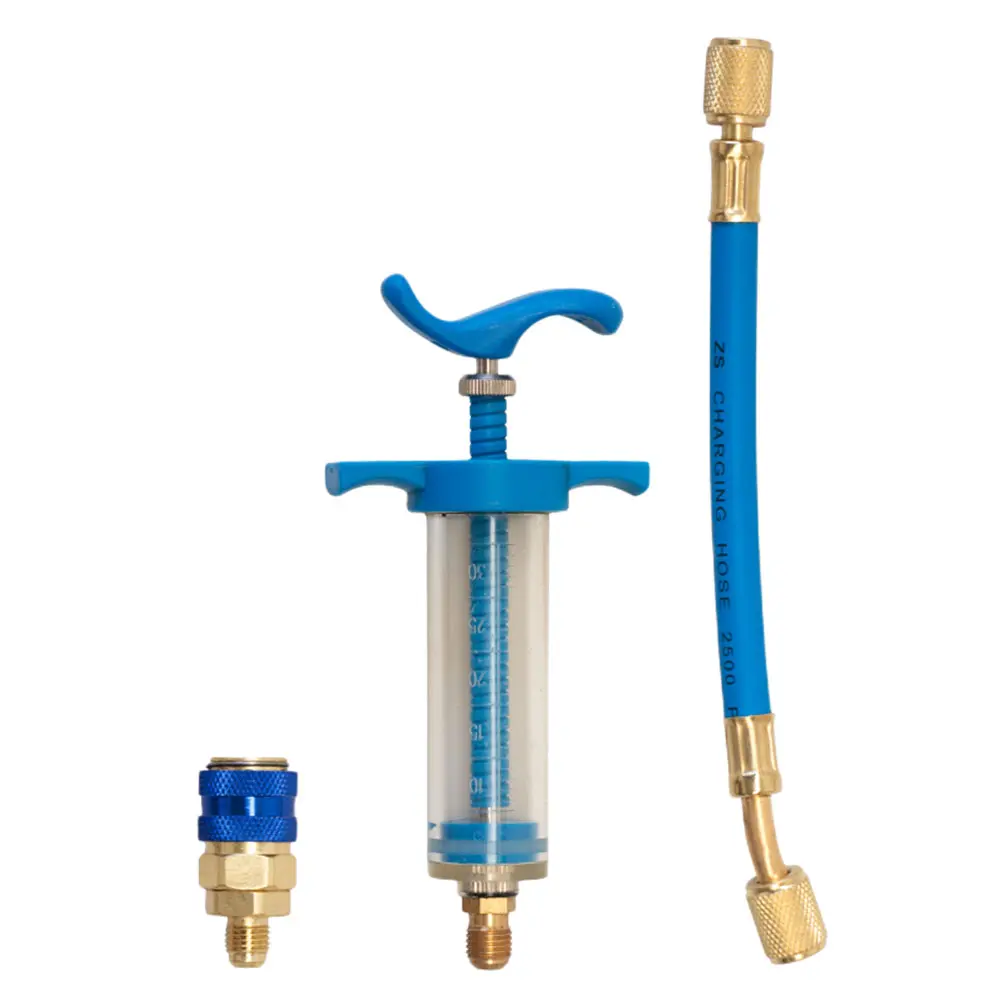 A/C Dye Injector 1Oz Liquid Fuel Injector 1/4 SAE Oil Dye Coupler Adapter for Car Repair Tools for Vehicle Home Air Conditioner