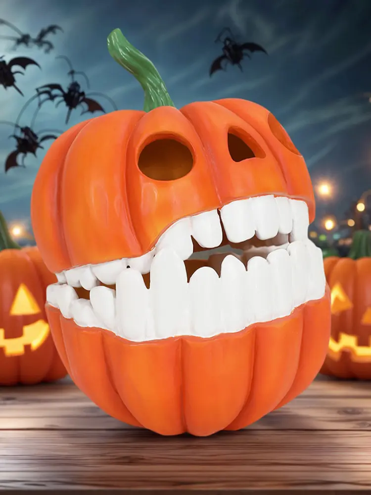 Resin Fillable Pumpkin Container & Lid Pumpkin Candy Holder Plastic Container Holder Props for Halloween Thanksgiving Day Party