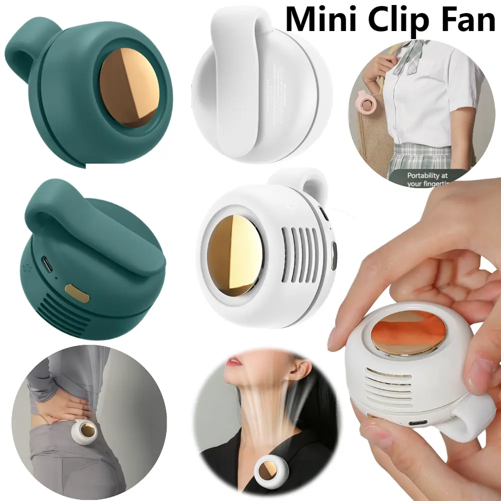 1/2PC Mini Clip Fan Handheld Fan with 3 Speed Portable Fan Rechargeable Battery Personal Body Fan for Outdoor Work Hiking Travel
