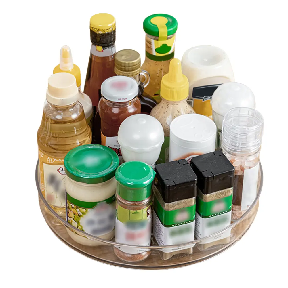 Condiment Bottle Holder Multifunctional 360 Degree Rotation Spice Organizer Seasoning Storage Rack for Kitchen Cabinet