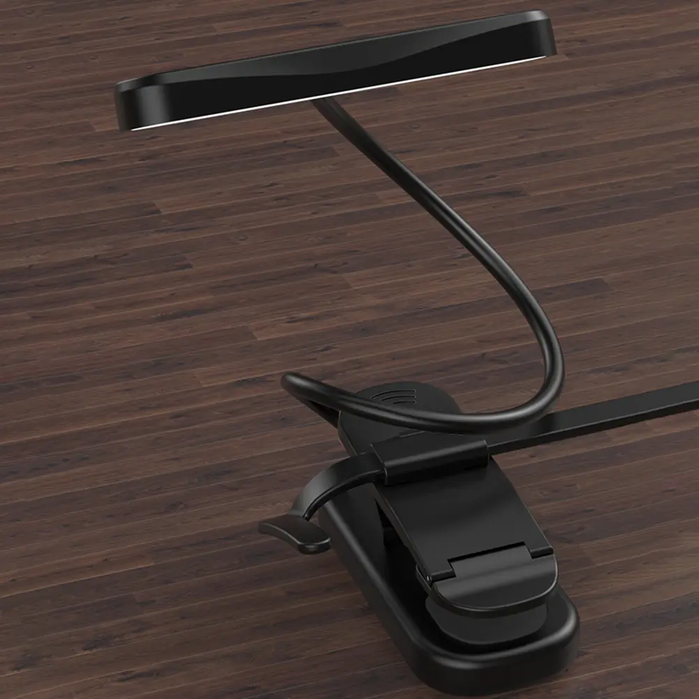 Adjustable Brightness LED Clip On Reading Light with Flexible Neck USB-C Rechargeable for Music and Bedside Use