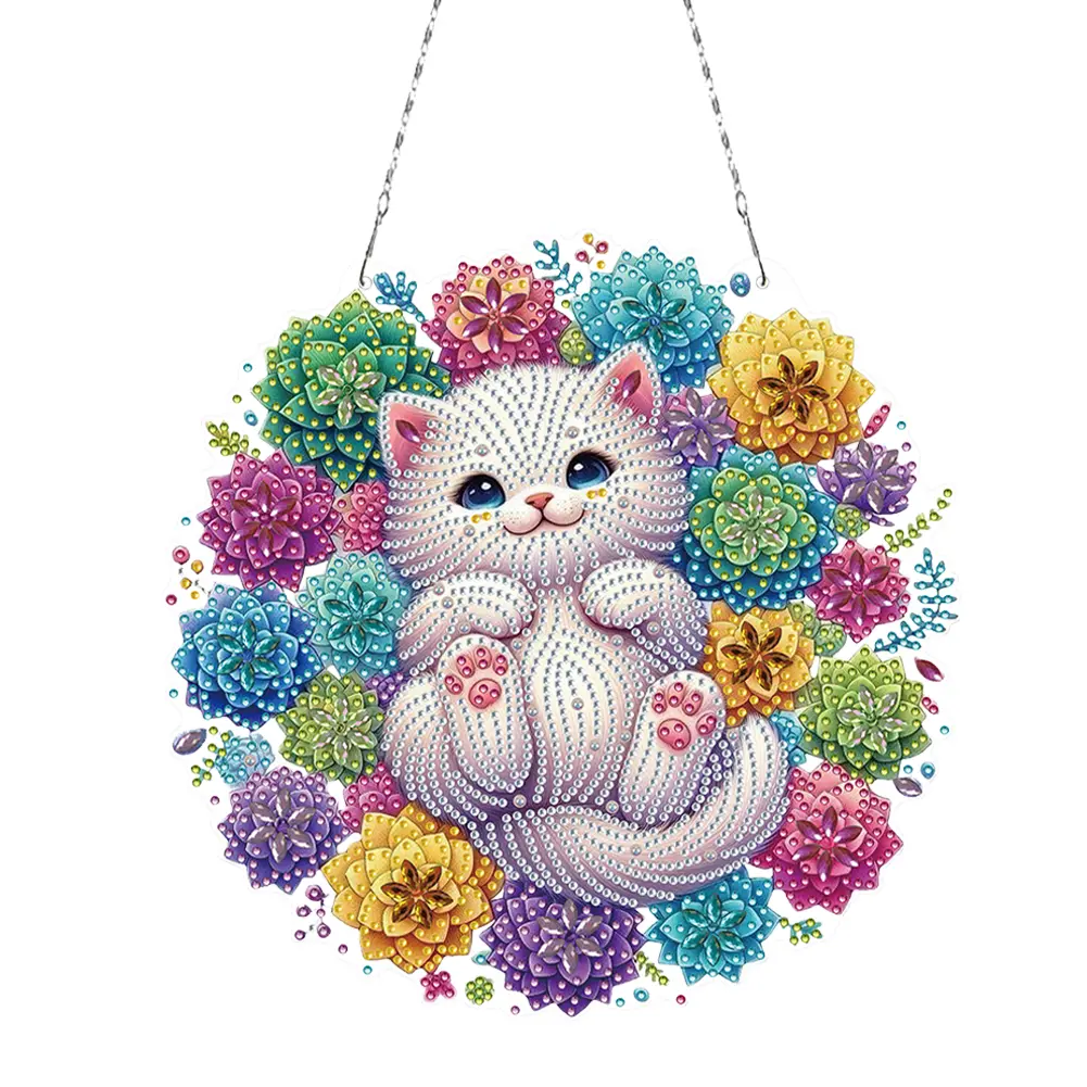 Acrylic Special Shape Flower Mask Rhinestone Diamond Art Pendants DIY Diamond Art Pendant Kit Diamond Painting Hanging Pendant