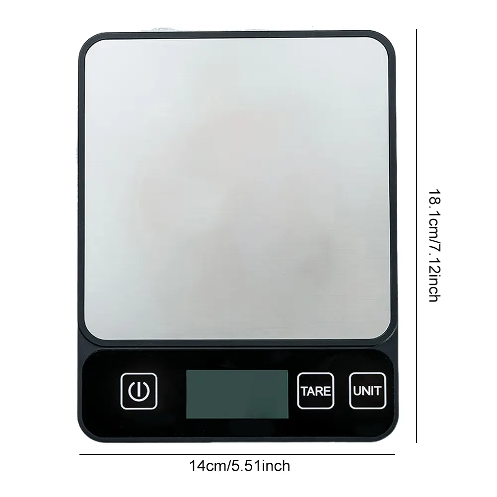 10KG/1G Digital Kitchen Scale with Tare Function Food Scale Stainless Steel Gram Scale Battery Powered for Weight Loss Meal Prep