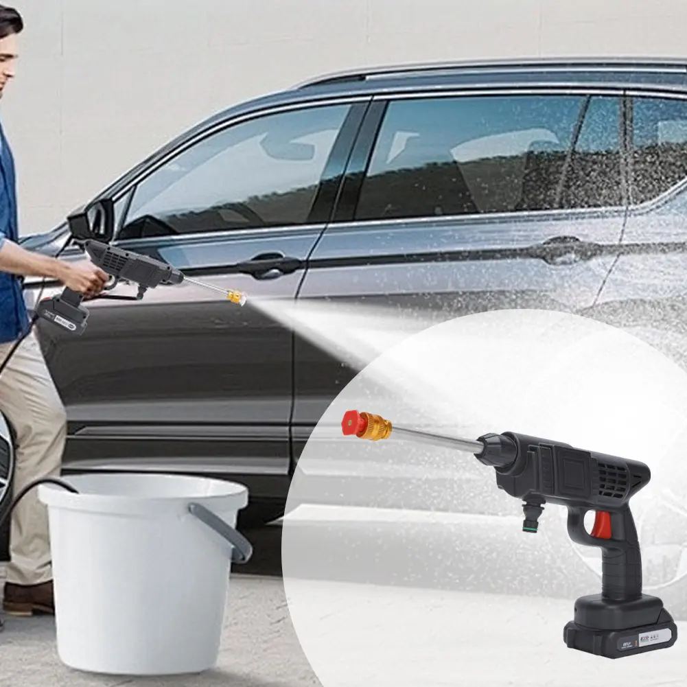 26Bar 21V High Pressure Car Water Gun 3 Modes Portable Cleaning Machine Electric Spray Water Gun for Auto Home Garden Cleaning