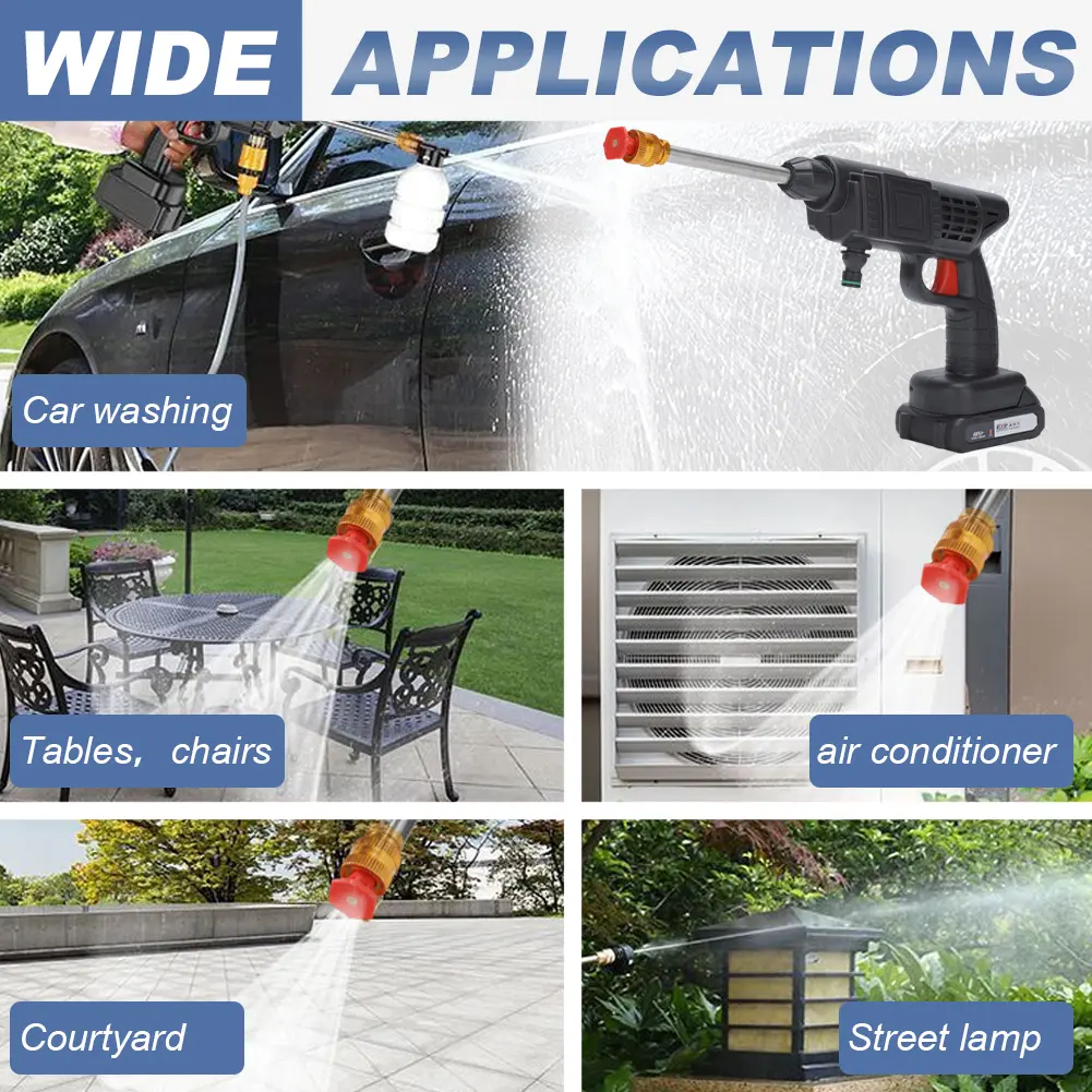 26Bar 21V High Pressure Car Water Gun 3 Modes Portable Cleaning Machine Electric Spray Water Gun for Auto Home Garden Cleaning