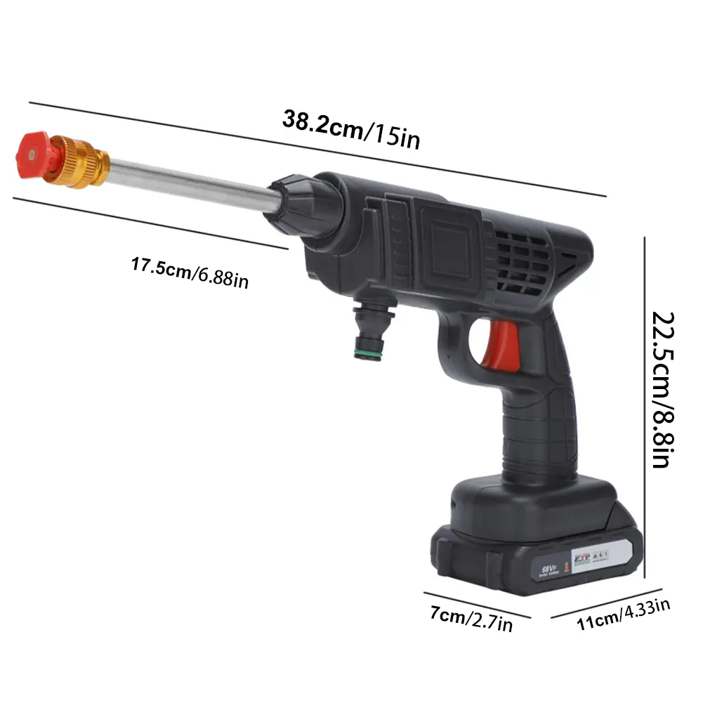 26Bar 21V High Pressure Car Water Gun 3 Modes Portable Cleaning Machine Electric Spray Water Gun for Auto Home Garden Cleaning