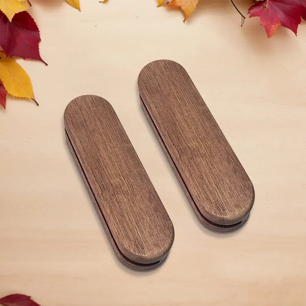 2Pcs Sapele Barbecue Pan Handle Anti Scald Pan Insulated Handle Heat Resistant Portable BBQ Plate Handle for Outdoor Camping