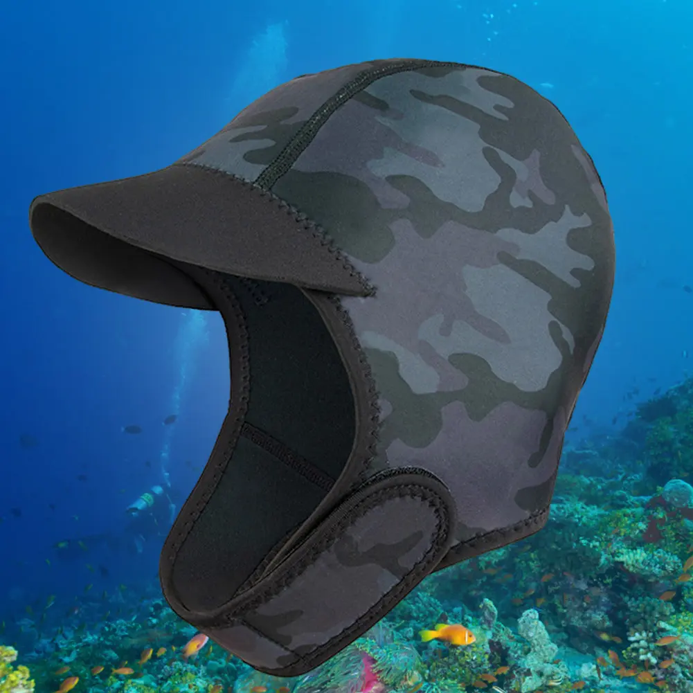 2MM Dive Hood Cold Proof Warm Mens Womens Snorkeling Headgear Sun Protection Winter Swimming Cover for Outdoor Surfing Wading