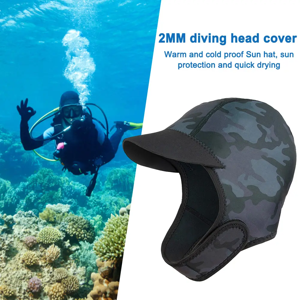 2MM Dive Hood Cold Proof Warm Mens Womens Snorkeling Headgear Sun Protection Winter Swimming Cover for Outdoor Surfing Wading