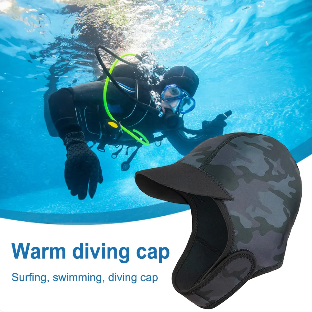 2MM Dive Hood Cold Proof Warm Mens Womens Snorkeling Headgear Sun Protection Winter Swimming Cover for Outdoor Surfing Wading