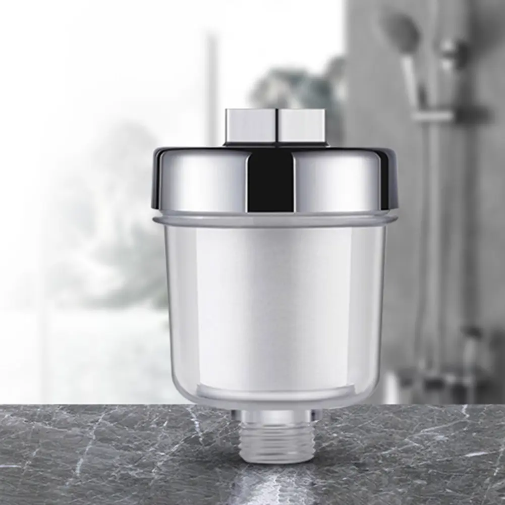 Hard Water Softener Transparent Bathroom Filtration System 3.5x2.4in Household Water Filter for Improving Skin Hair Nails Health