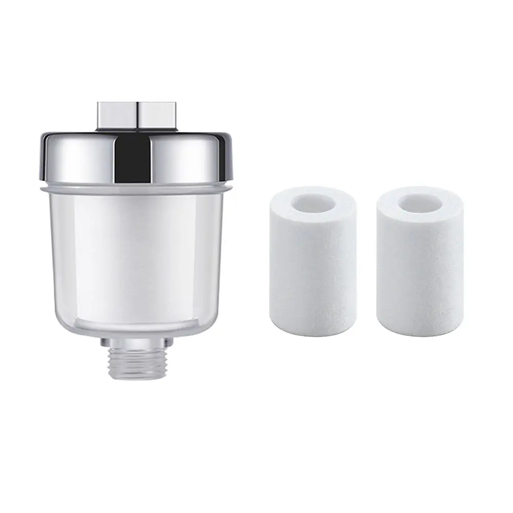 Hard Water Softener Transparent Bathroom Filtration System 3.5x2.4in Household Water Filter for Improving Skin Hair Nails Health