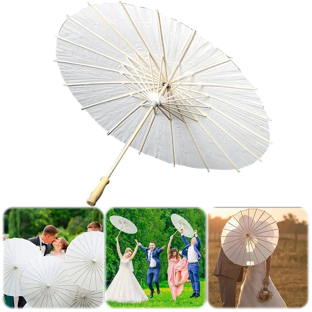 Oiled Paper Umbrella Photography Props DIY Painting Umbrella Decorative Chinese Parasol for Party Beach Decor