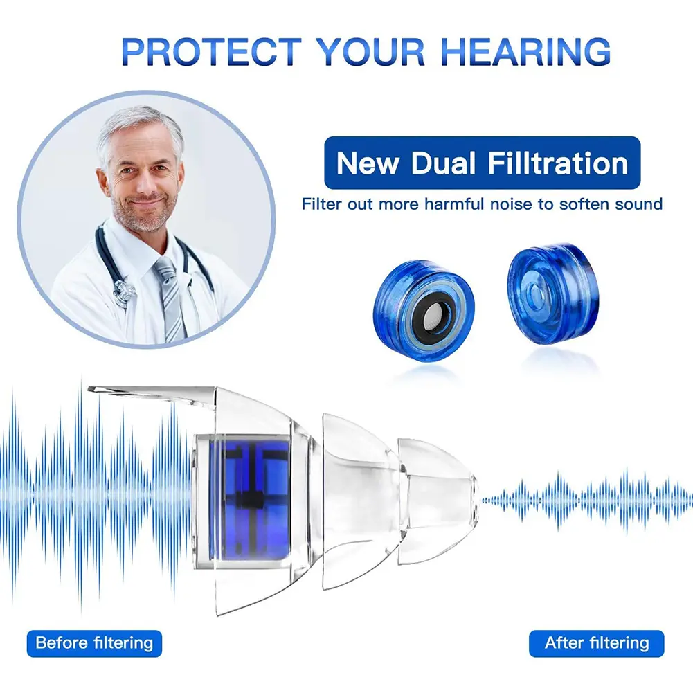 1 Pair Noise Reduction Silicone Ear Plugs Noise Cancelling Ear Plugs Sound Insulation Earplug for Sleeping Study Concert Hearing