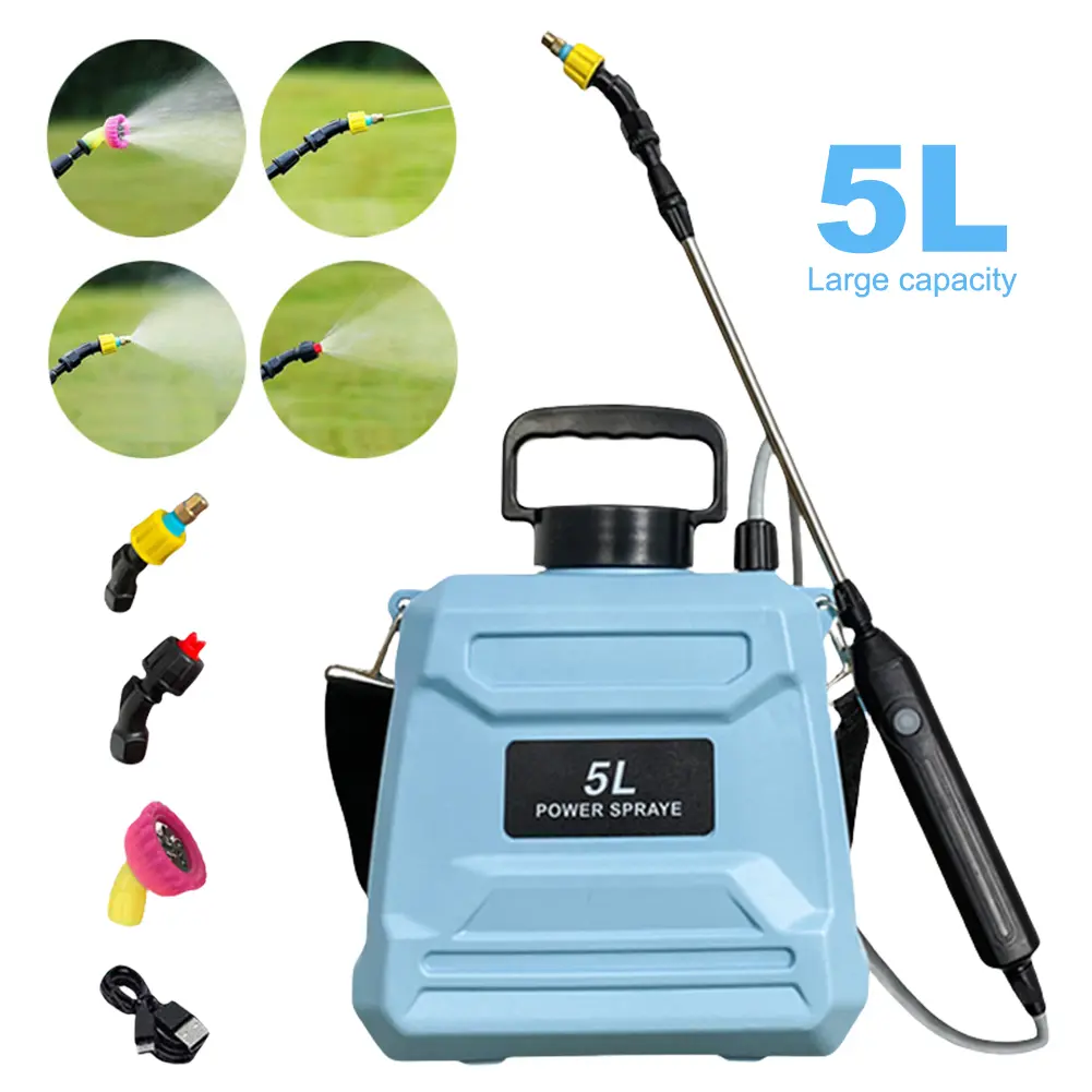 Electric 5L/1.3 Gallon Battery Powered Sprayer Plant Water Pump Sprayers Garden Irrigation Sprayer Tool for Lawn Garden Cleaning
