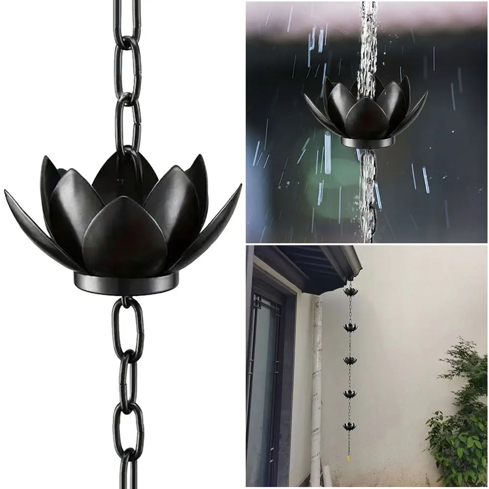 Lotus Decorative Rain Chain Outdoor Garden Hanging Rain Catcher Cups for Gutters Downspouts Outside