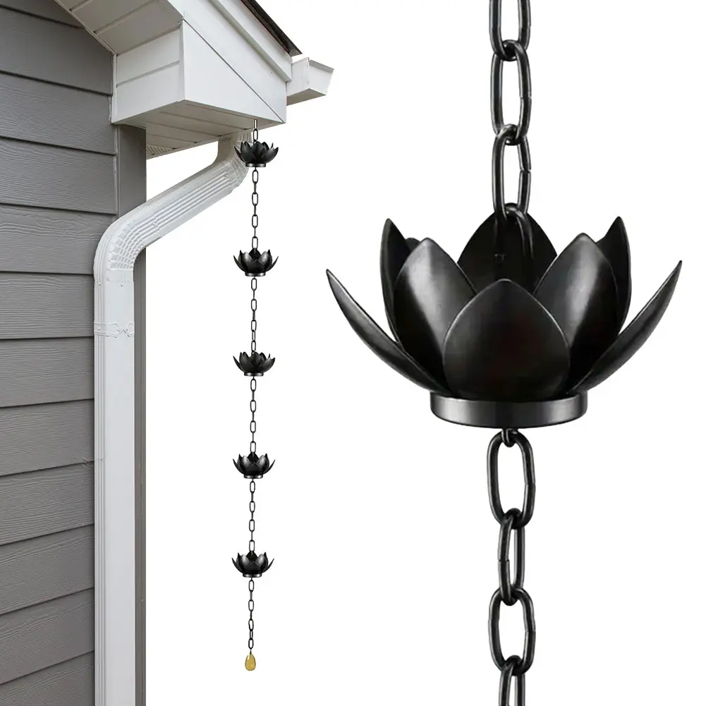 Lotus Decorative Rain Chain Outdoor Garden Hanging Rain Catcher Cups for Gutters Downspouts Outside