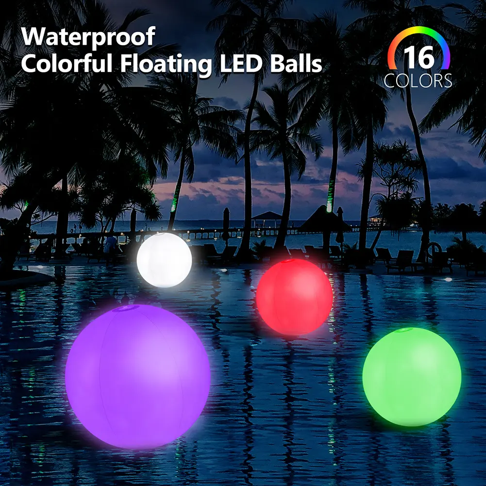 Garden Luminous LED Ball Remote Control LED Glowing Balloon Swimming Pool Luminous Inflatable Balloon Birthday Party Decoration