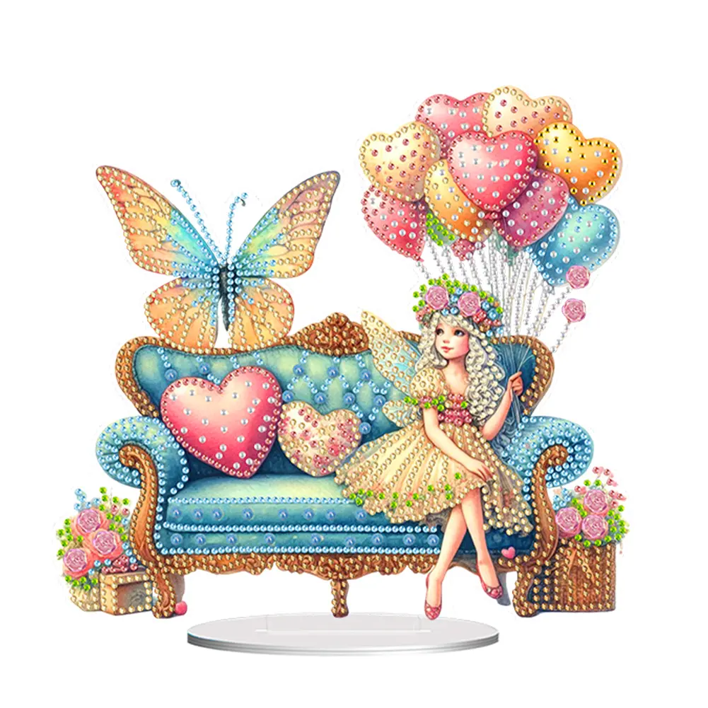Acrylic Special Shape Flower Hourglass Diamond Painting Tabletop Ornaments Kit Rhinestones Desktop Ornaments Bedroom Table Decor