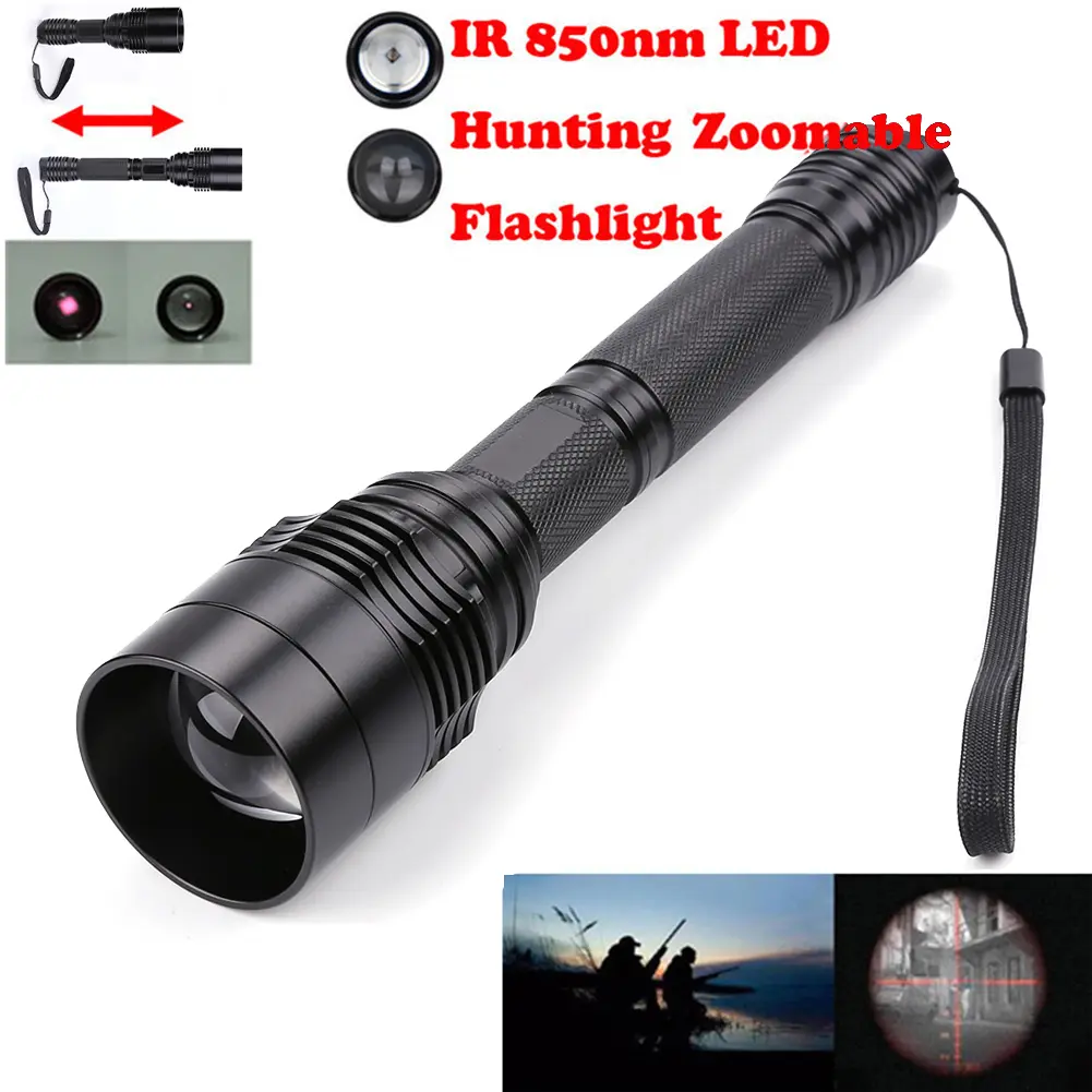 Infrared Zoom Flashlight IR Night Vision Hunting Torch 850nm LED Aluminium Alloy Lightweight Easy Carrying LED Flashlight Lamp