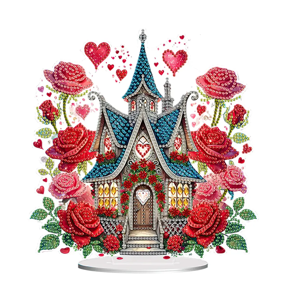 Acrylic Special Shape Flower Hourglass Diamond Painting Tabletop Ornaments Kit Rhinestones Desktop Ornaments Bedroom Table Decor
